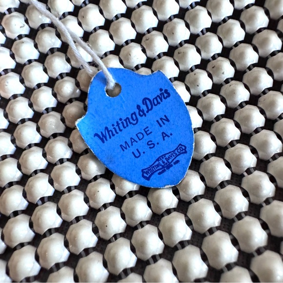 Whiting & Davis Metal Mesh Purse Celluloid KISS Lock Chain Strap Vintage 1940s